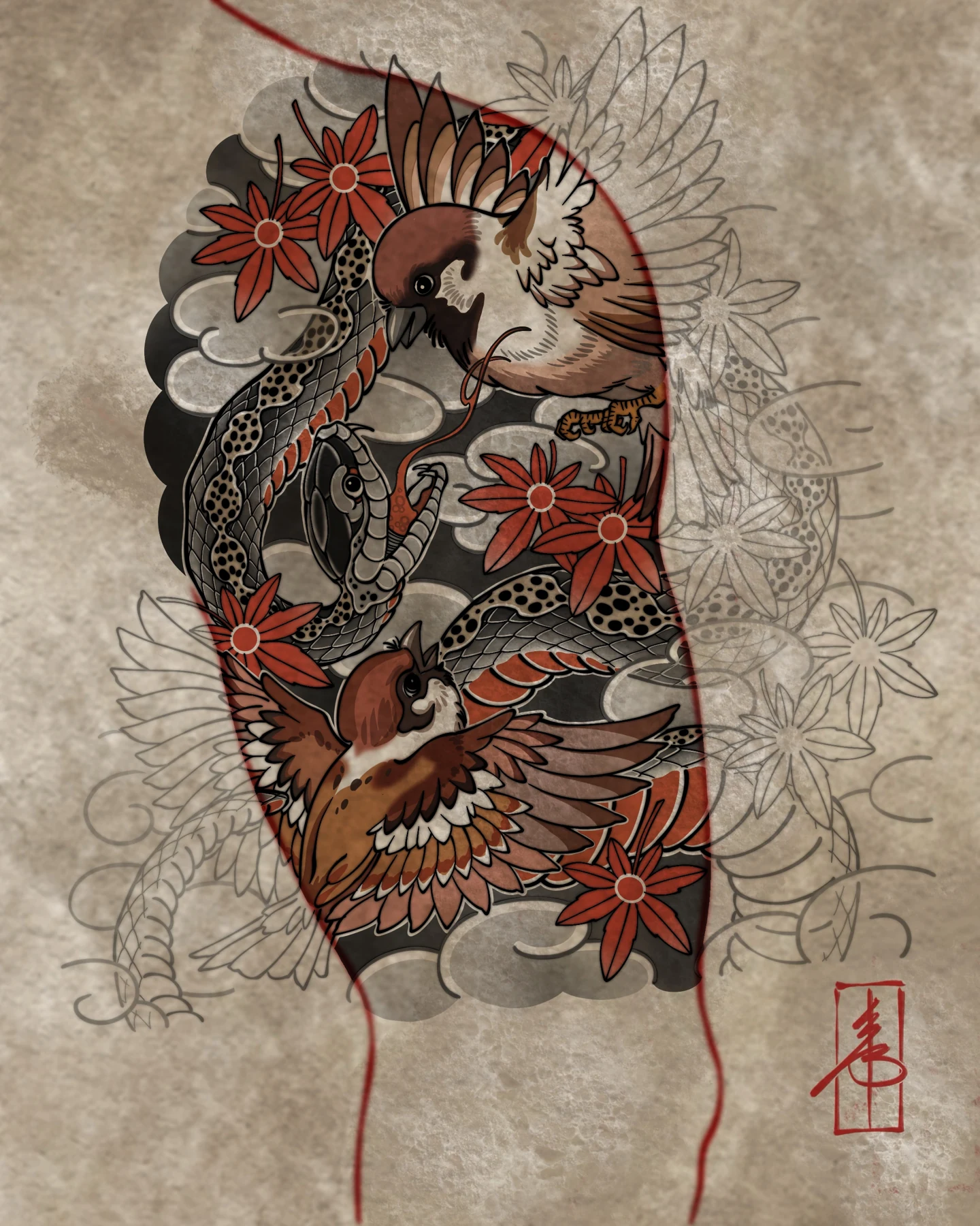 Birds, snake and flowers — design study by SSAB