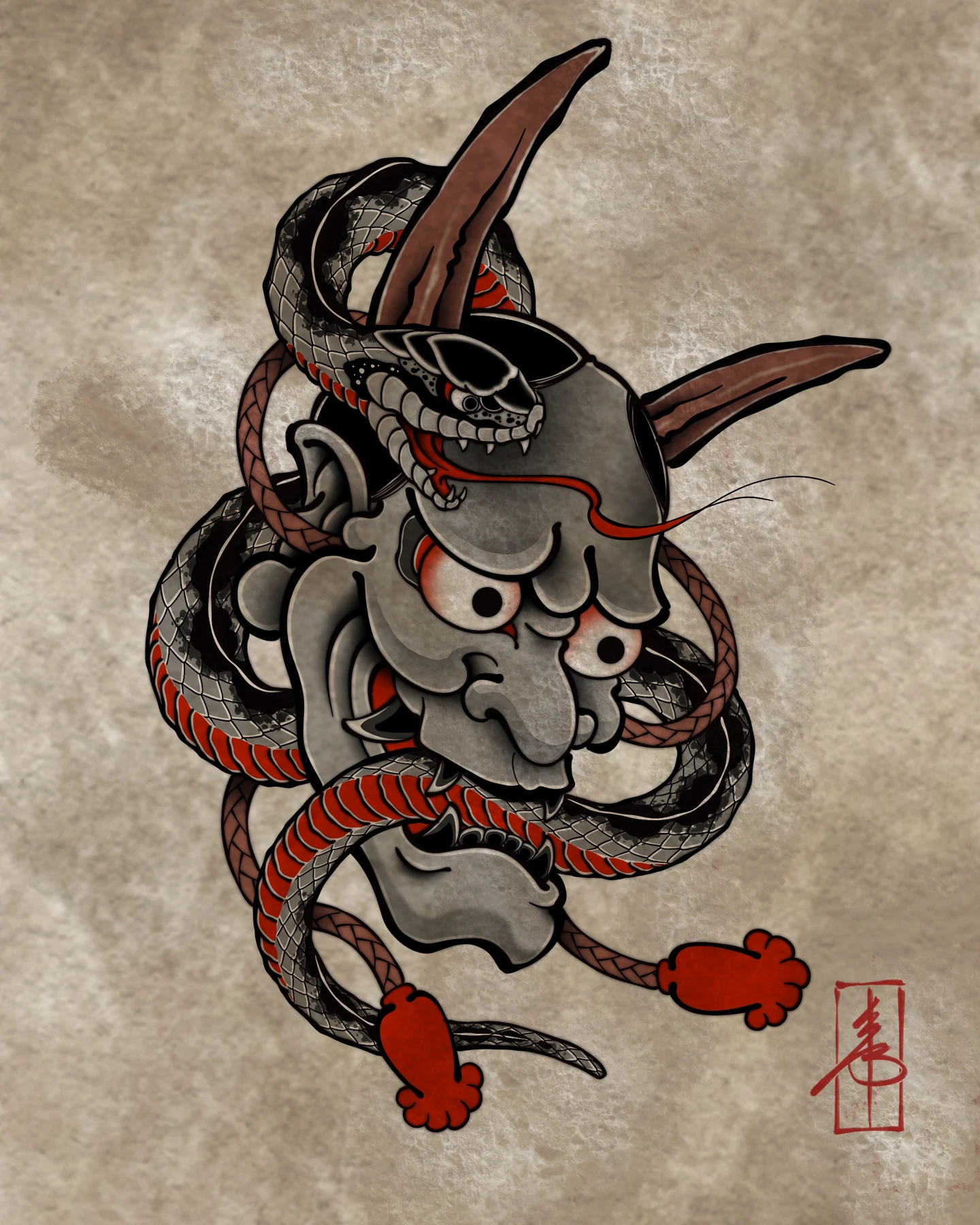 Hannya and snake — design study by SSAB