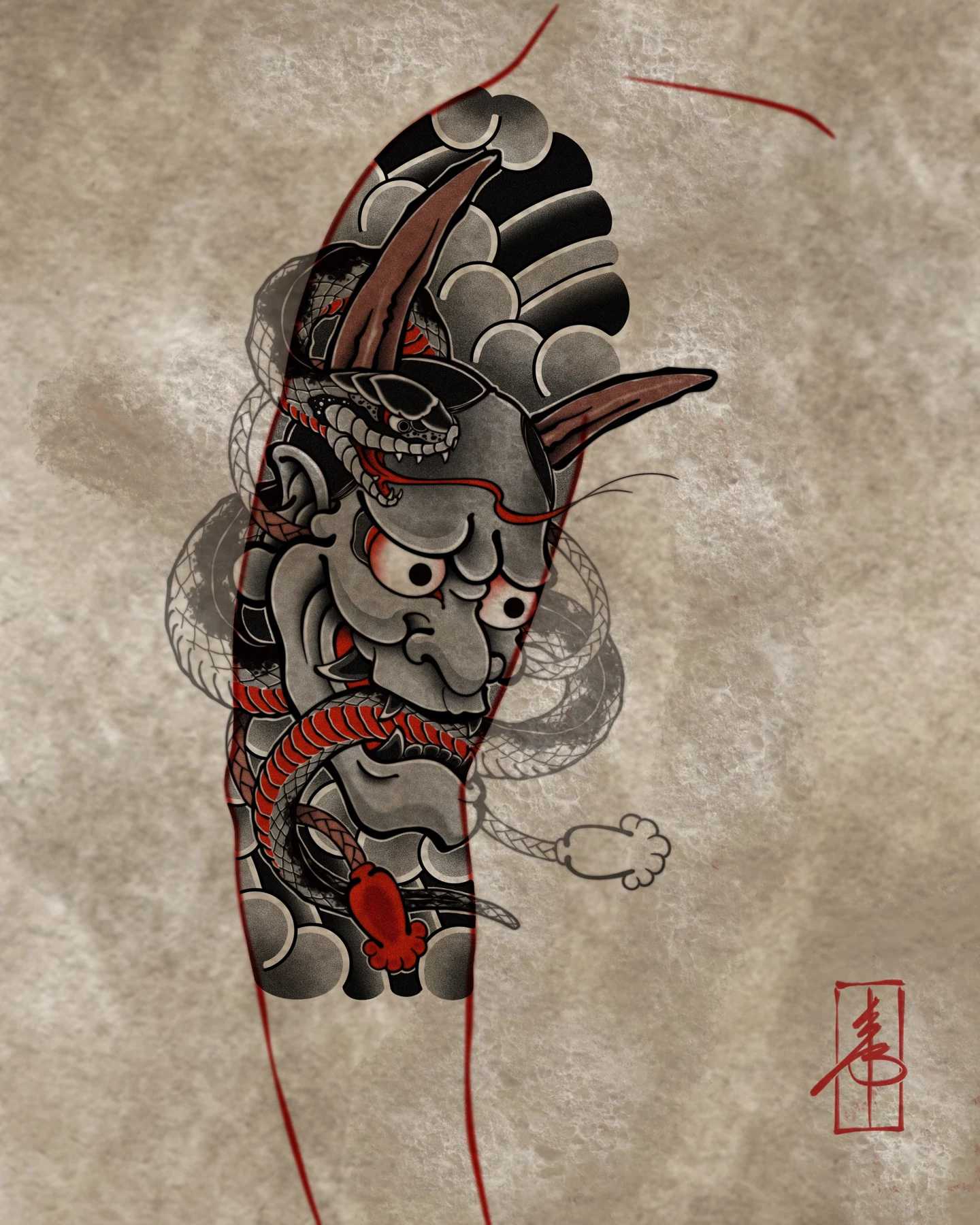 Hannya sleeve composition — design study by SSAB