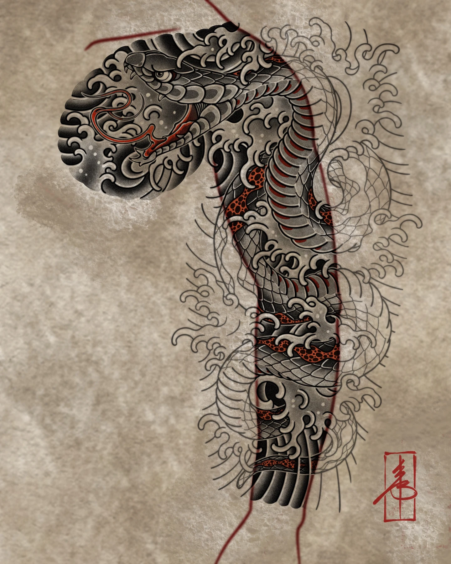 Dragon and waves — design study by SSAB